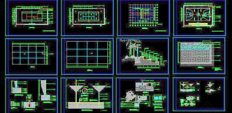 网球篮球排球场施工图标准图集图片