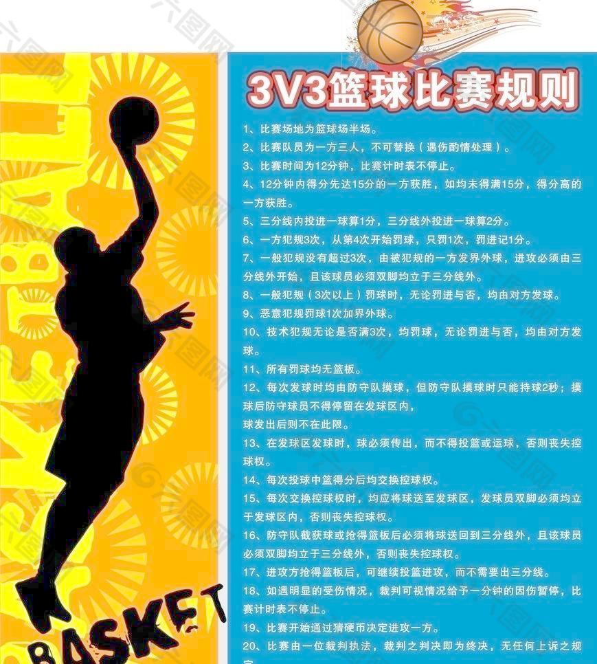 3v3篮球赛规则海报图片