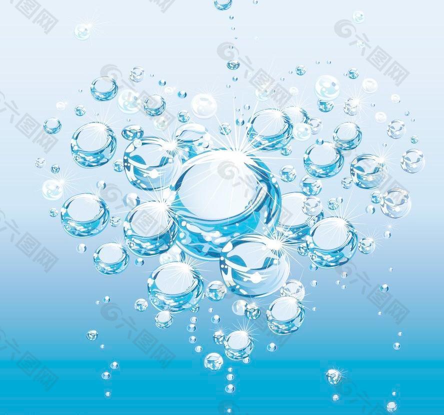 蓝色爱心水珠水泡图片
