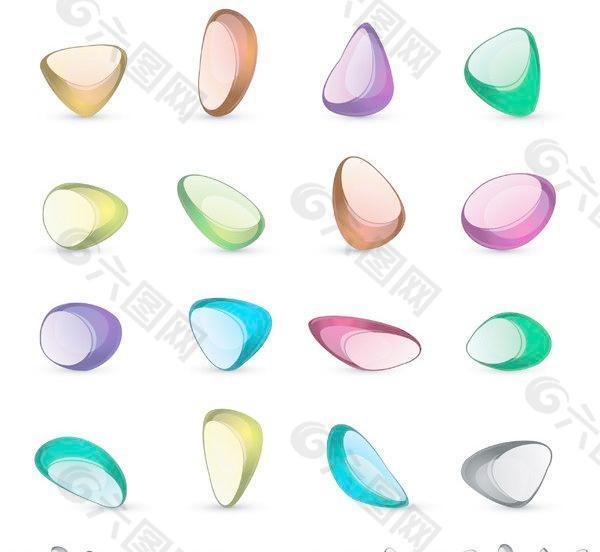 五颜六色的透明晶体矢量素材图片