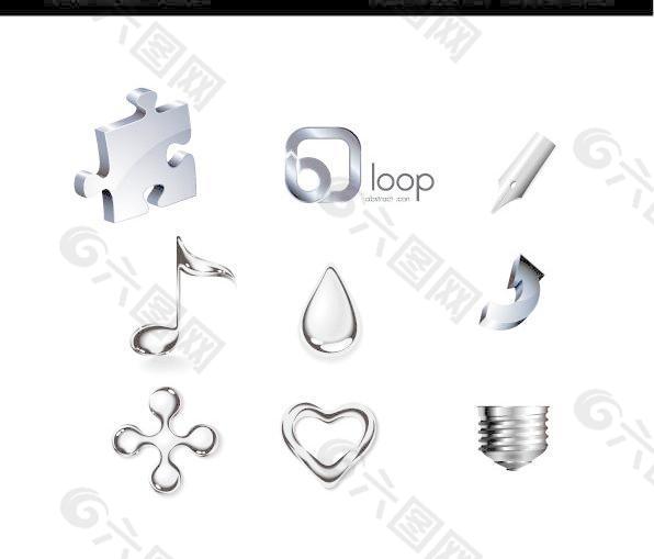 银灰色3d立体logo收集图片