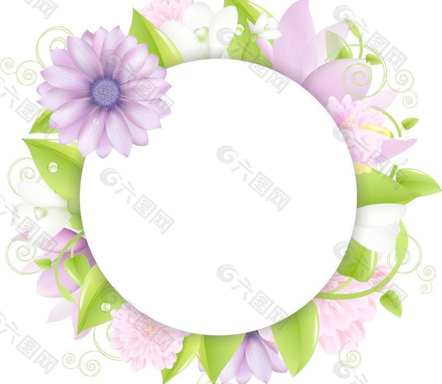 梦幻花纹花朵 绿叶鲜花花卡图片