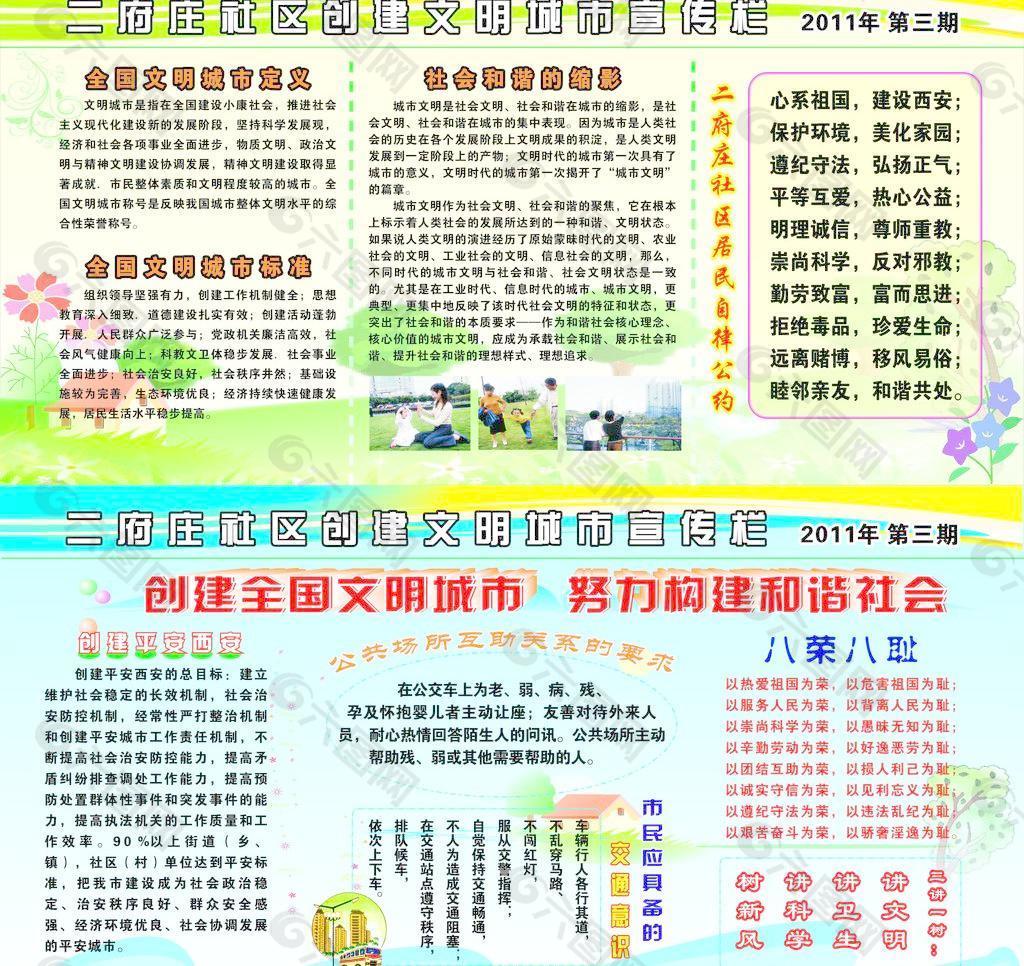 创文明城市 社区宣传栏图片