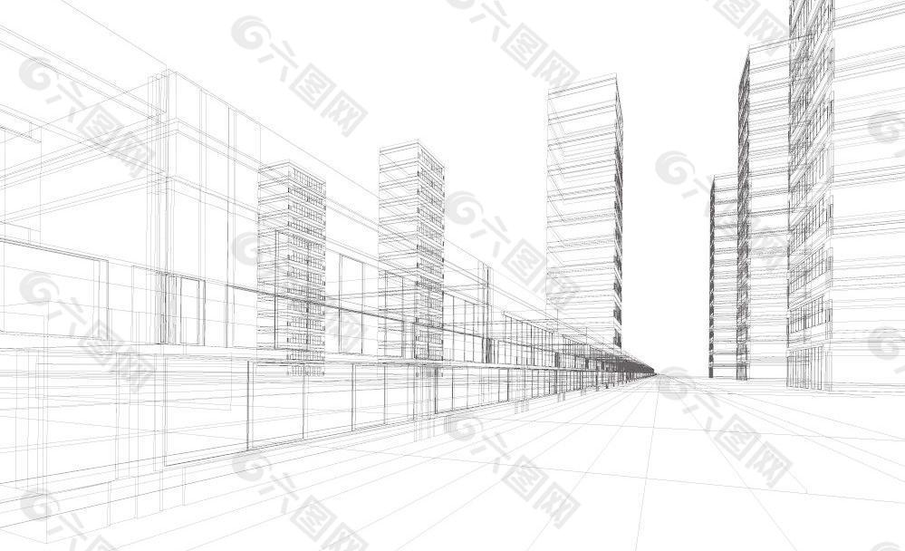 城市建筑线条图图片
