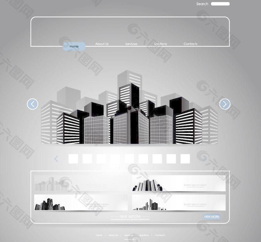 城市建筑群线条图 横幅图片