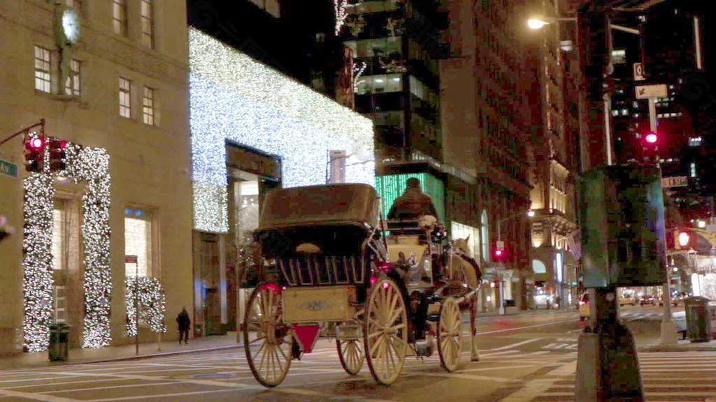 马车在繁忙的纽约街头股票视频