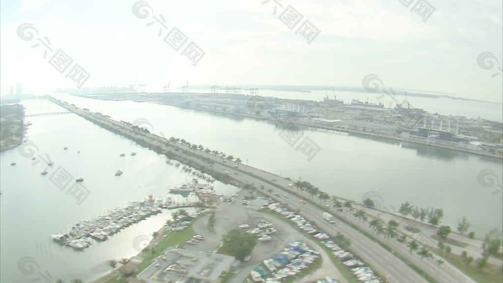 船码头在迈阿密股票视频航拍镜头