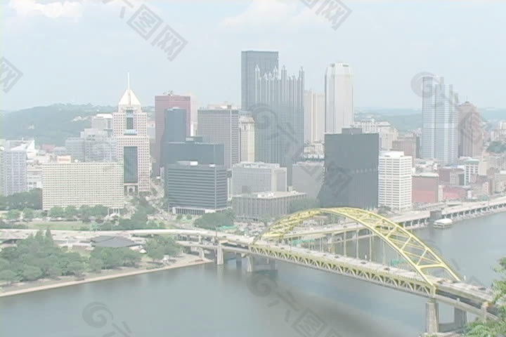 Fort Pitt桥和城市景观的股票视频