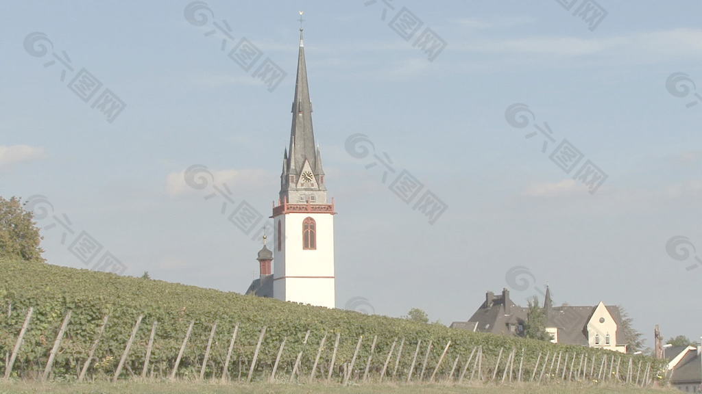 德国莱茵的教堂塔楼股票视频
