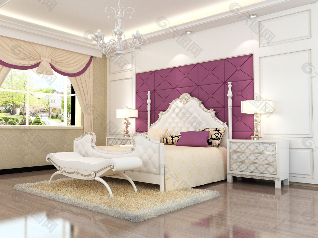 紫色卧室装饰装修素材免费下载(图片编号:2002628)-六图网