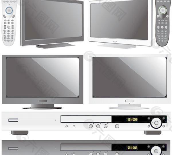 电视机与dvd机矢量素材图片