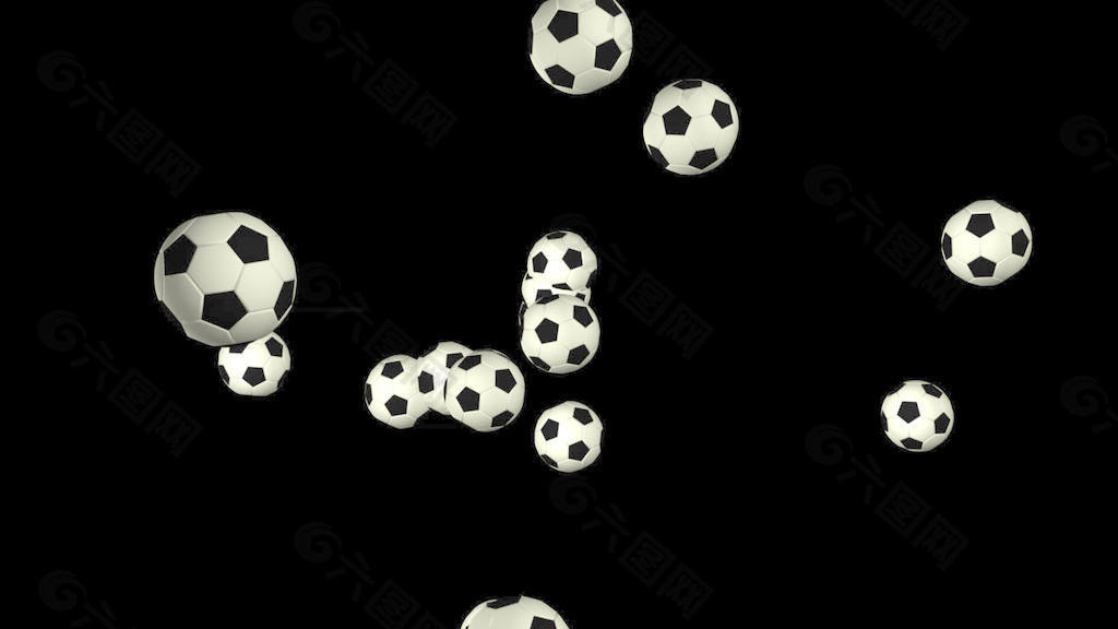 透明的飞行soccerballs alpha通道循环运动的背景