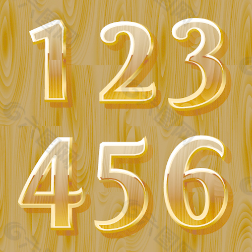 木制的黄金数字图形矢量01