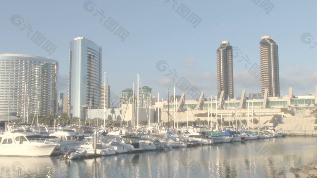 圣迭戈港，船和游艇，在背景的股票视频天涯 视频免费下载