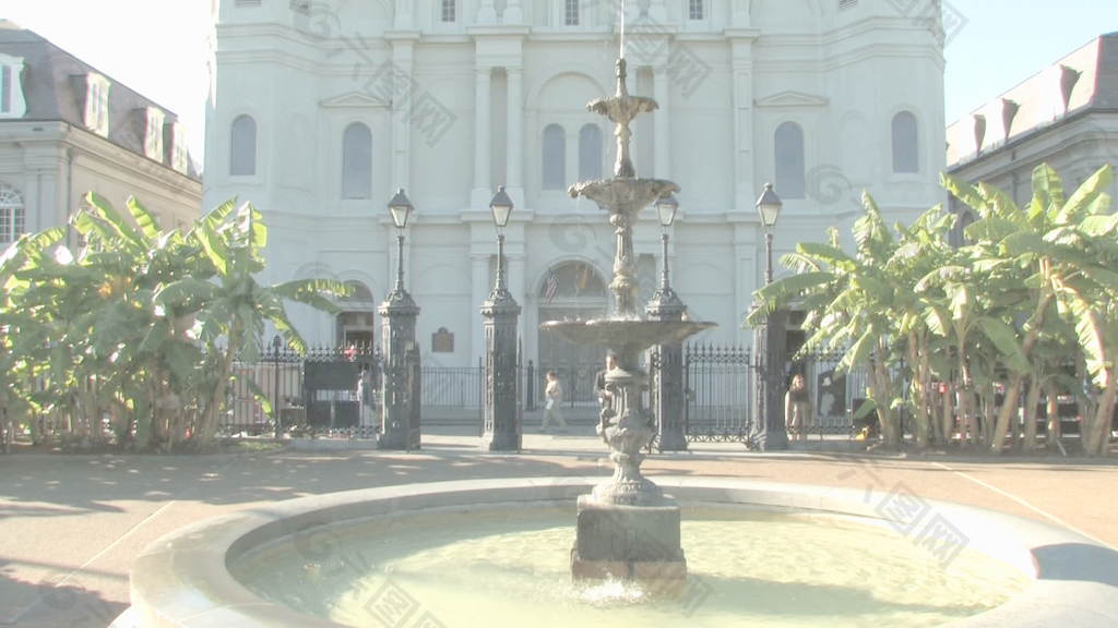 圣路易斯大教堂和喷泉的股票视频 视频免费下载