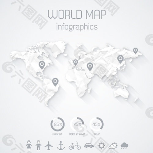 创造性的世界地图和图表矢量图形03