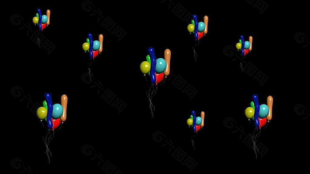 五颜六色的气球飞行运动背景 视频免费下载