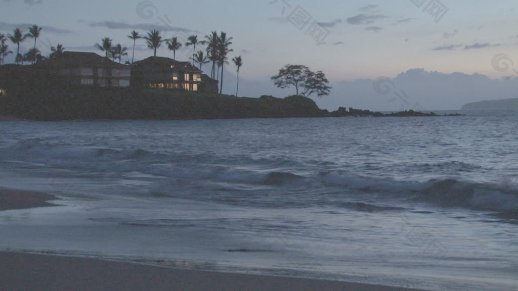在晚上，股票视频夏威夷海滩 视频免费下载