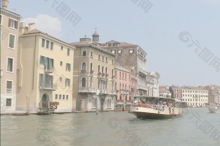 在威尼斯大运河股票视频画面的宫殿和船 视频免费下载