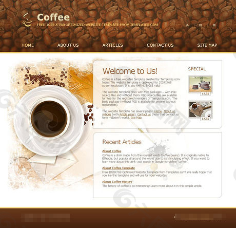 咖啡主题网站界面设计HTML(CSS)模板