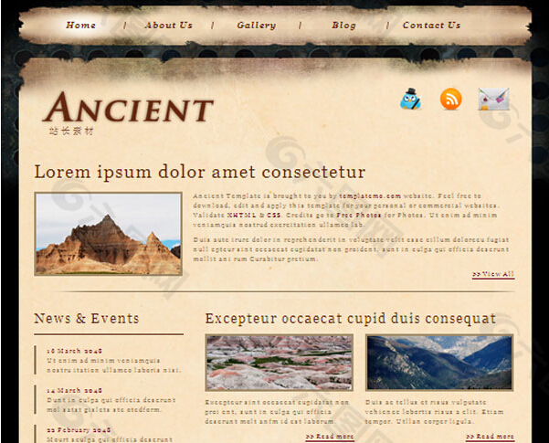 古代博客主题CSS网页模板