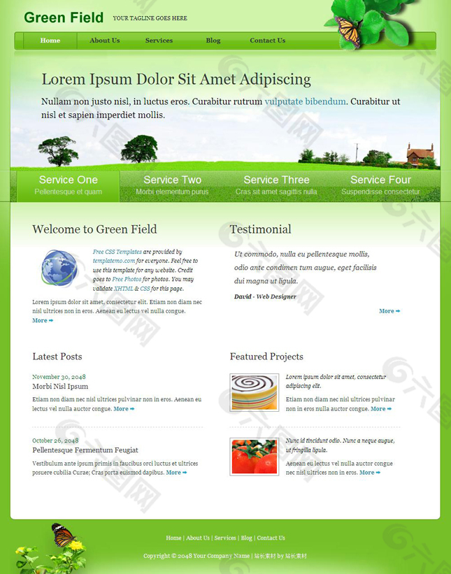 绿色服务CSS网页模板