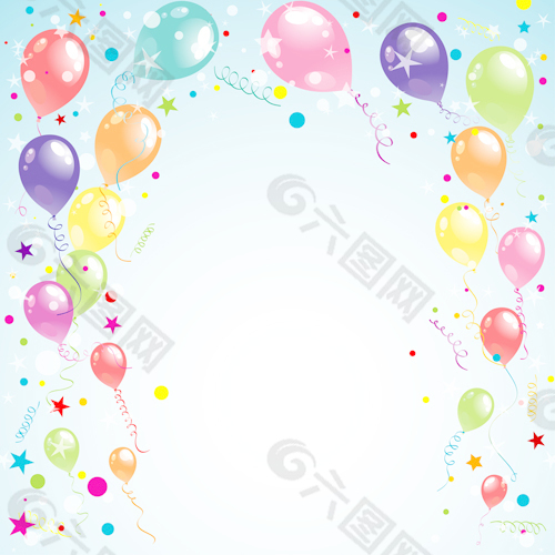 气球丝带生日快乐的背景材料02
