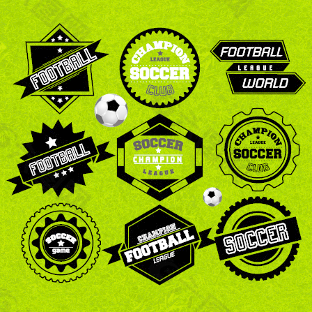 创造性的足球设计标签矢量图形01