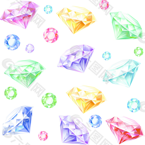 闪亮的彩色钻石设计矢量图01