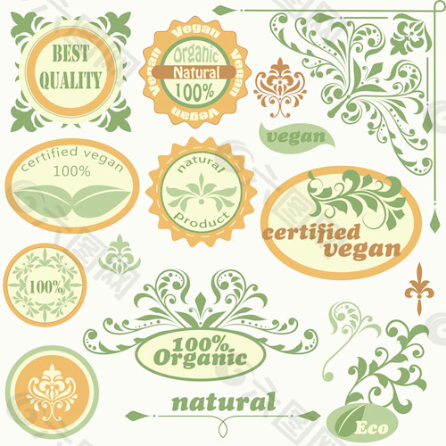绿色自然的标签设计矢量素材01
