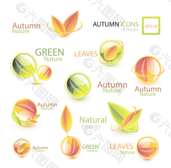 闪亮的秋季标志创意设计的矢量