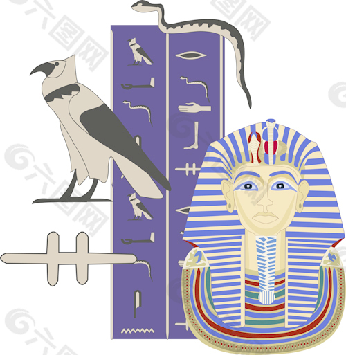 埃及的金字塔和风格元素矢量01