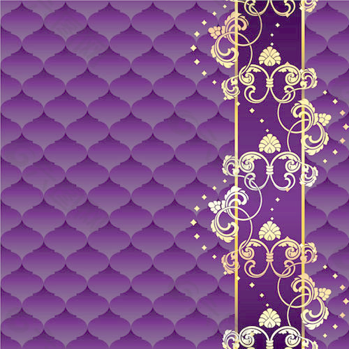 金色的花和紫色的纹理背景矢量
