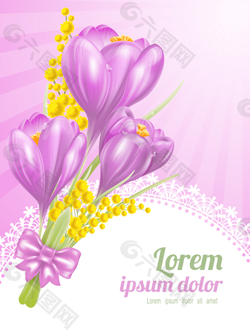 美丽的紫色花卡矢量图04