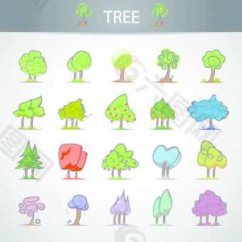 不同的树矢量图标