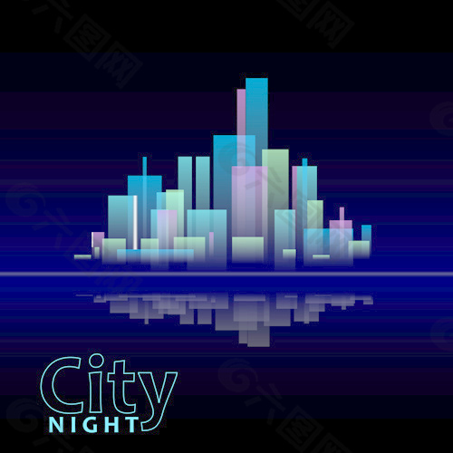 美丽的夜晚的城市矢量01