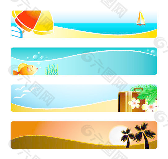 阳光沙滩旗设计矢量