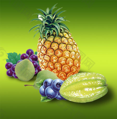 菠萝葡萄水果分层psd图