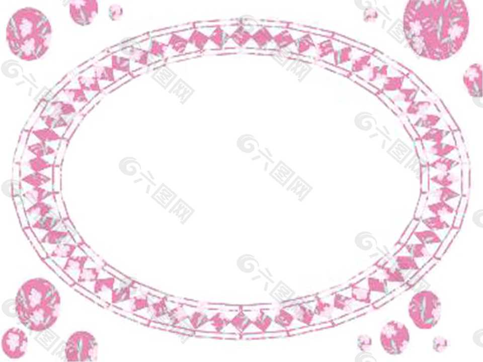 粉色钻石花框图案PPT