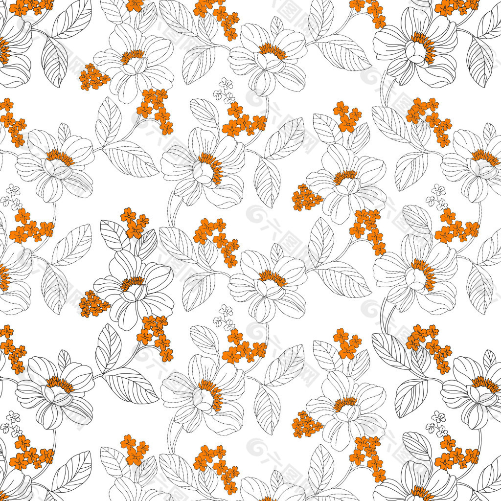 几何大红植物花朵拼接印花矢量图服装纺织面料数码印花花型素材-POP花型网