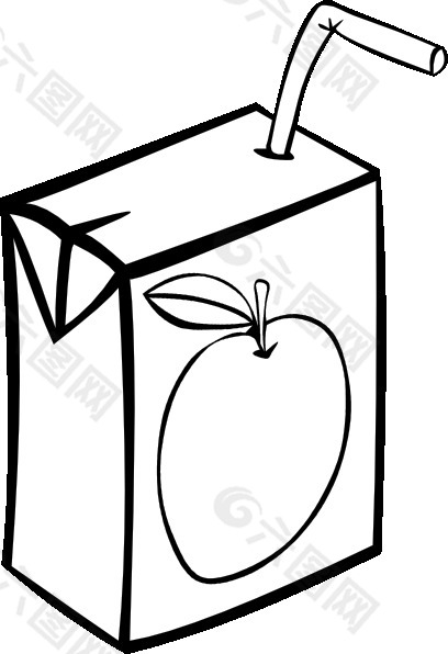 苹果汁盒（B和W）剪贴画