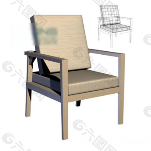 木椅子模型