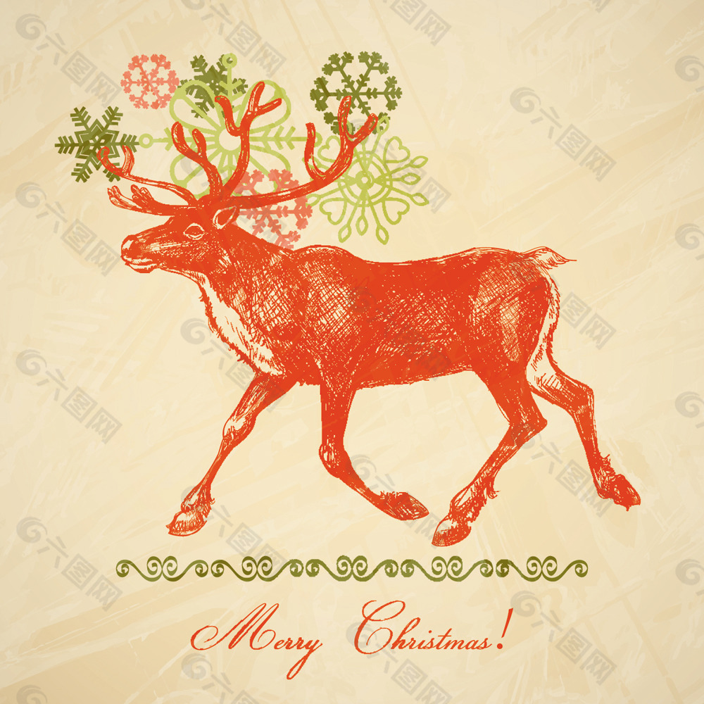 圣诞麋鹿04矢量插图设计元素素材免费下载(图片编号:1716685)