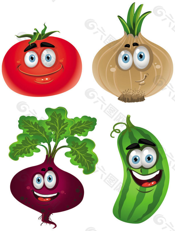 蔬菜卡通图像01矢量素材