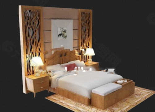 木制床3D模型