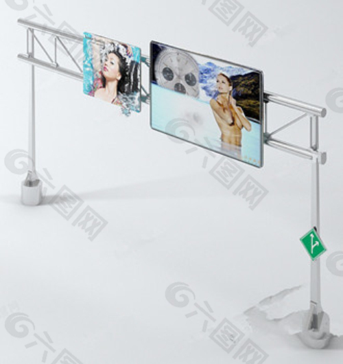 街上的广告招牌的3D模型