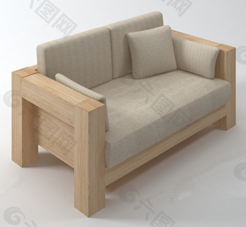 木材软沙发3D模型