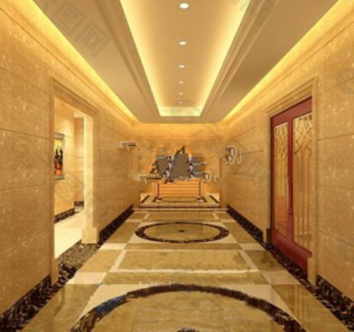 三维模型的星级酒店走廊