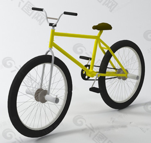黄色的自行车的3D模型