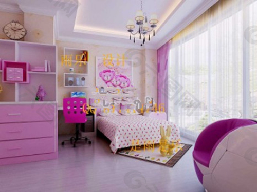 粉红女孩卧室模型